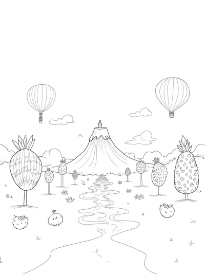 Fruit Orchard with Hot Air Balloons and Cookie Path