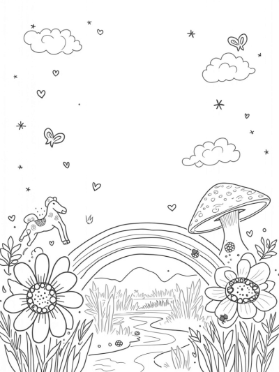 Playful Ponies in a Flower-Filled Meadow