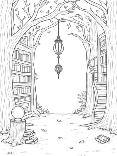 Enchanted Library Inside a Giant Tree
