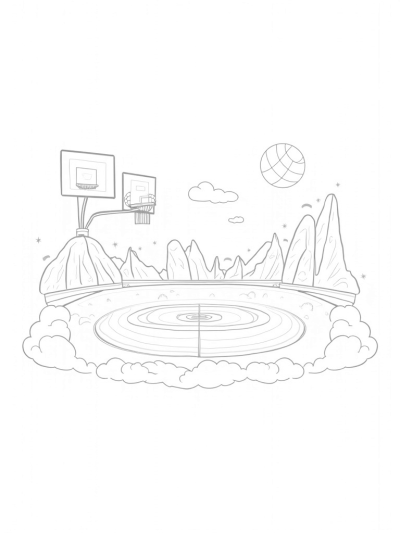 Floating Sports Arena with Oversized Equipment