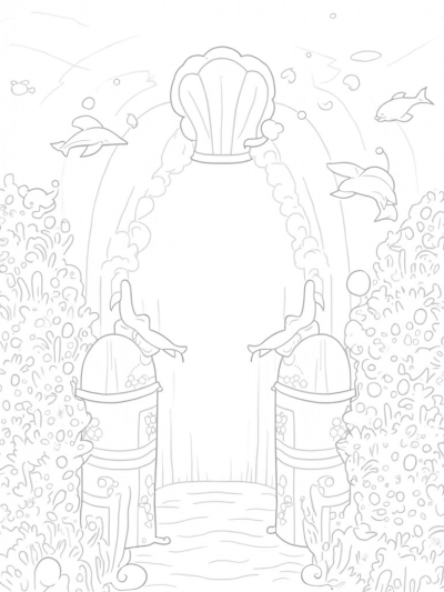 Underwater City with Dolphins and Treasure