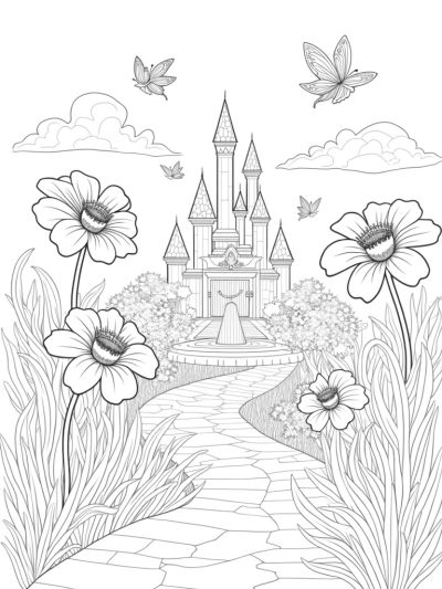 Princess Crowns and Candy Castle in a Flower Garden