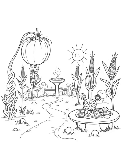 Giant Tomato Gazebo in a Fruit and Veggie Wonderland