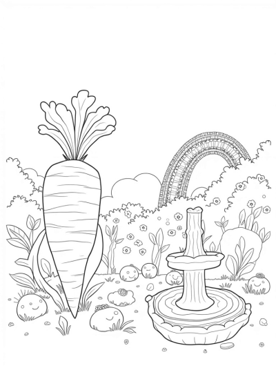 Giant Carrot and Broccoli Tree in a Vegetable Wonderland