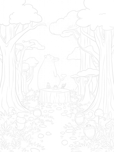 Whimsical Forest with Gruffalo and Woodland Creatures