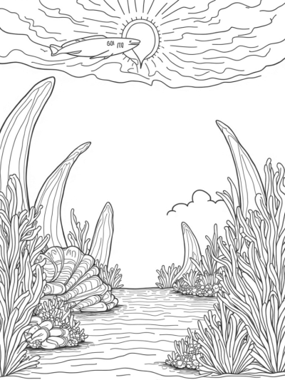 Underwater Garden with Shark Fin Coral and Seashell Home