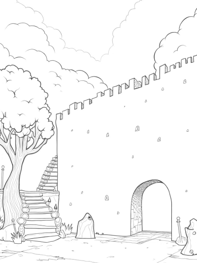 Enormous Titan Silhouette Against a Crumbling City Wall