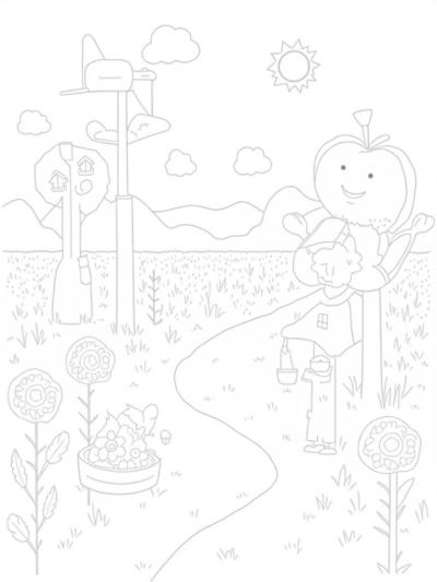 Oversized Vegetables and a Cheerful Scarecrow