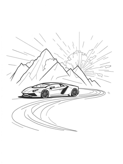 Futuristic Lamborghini on a Mountain Road