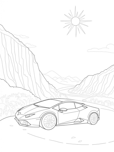 Sleek Lamborghini on a Winding Mountain Road