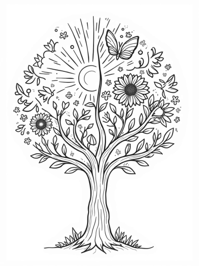 Seasonal Tree: Spring, Summer, Autumn, and Winter