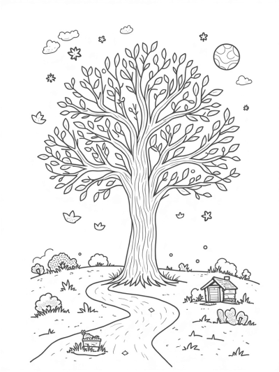 Four Seasons Tree with Whimsical Branches