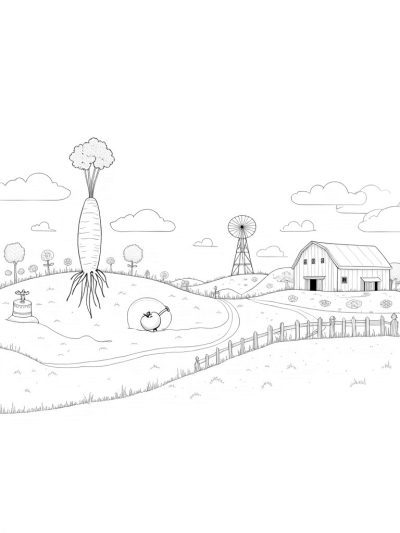 Oversized Veggies and Playful Flowers in a Farm Landscape