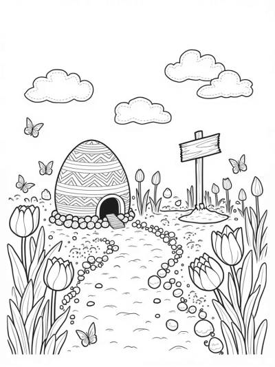 Oversized Eggs and Flower Garden