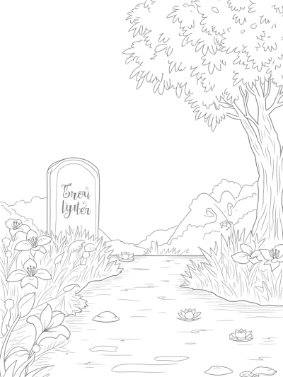 Tranquil Garden with Ancient Stone Tablet