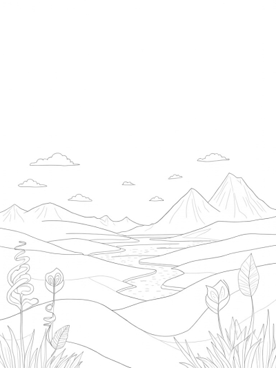 Mystical Hills with Twisting Trees and Crystal Peaks