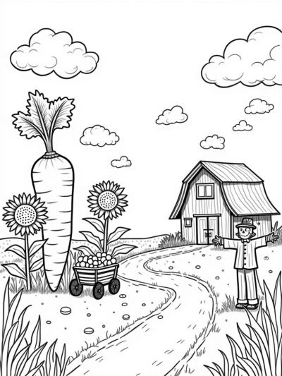 Towering Vegetables and a Vibrant Scarecrow