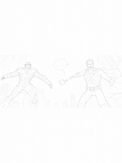 Avengers Assemble: Iron Man, Captain America, and Thor Battle Scene