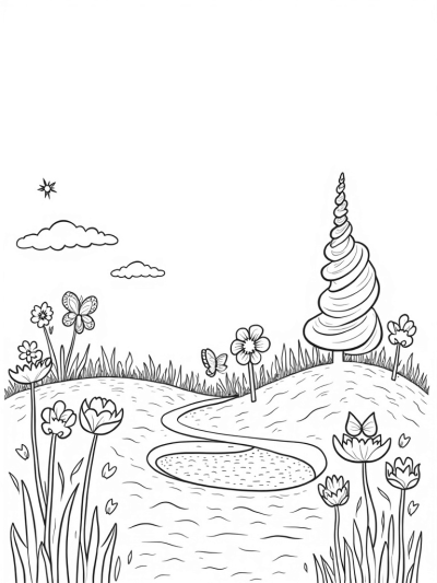 Magical Unicorn Meadow with Butterfly Ponies