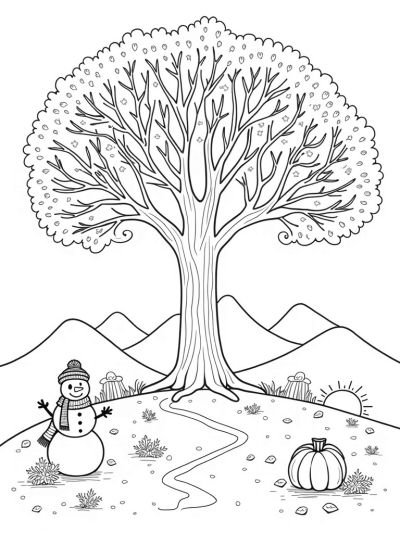 The Four Seasons Tree with Fun Seasonal Objects