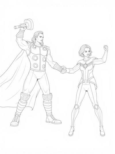 Thor and Captain Marvel Ready for Battle