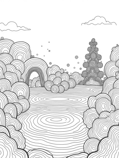 Oversized Circle Garden with Floating Orbs