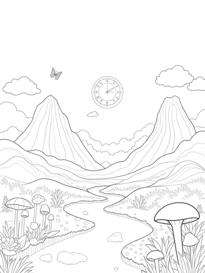 Musical Note River in a Flower Meadow