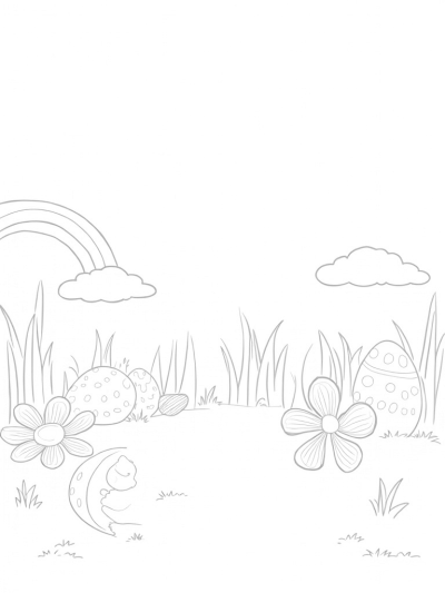 Oversized Easter Eggs in a Colorful Meadow