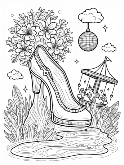 Pastel High Heel Treehouse in a Dreamy Landscape