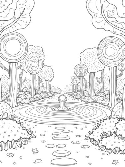 Kaleidoscopic Garden with Circle Fountain