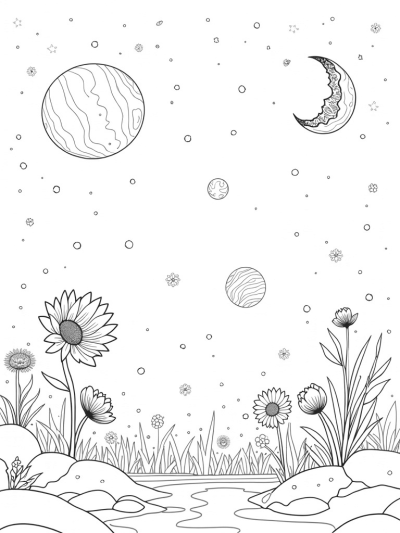 Cosmic Garden of Blooms and Stars