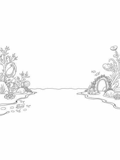 Underwater Garden with Coral and Jellyfish