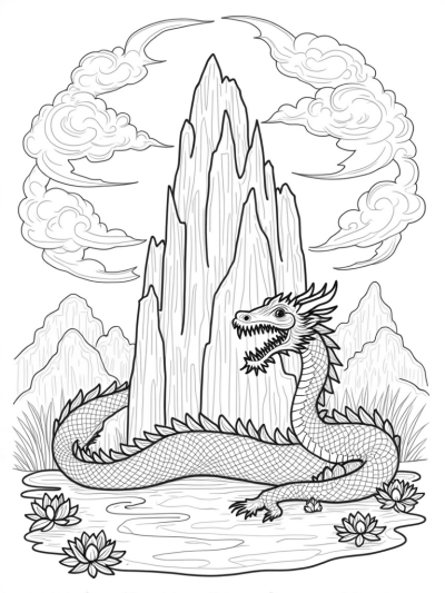 Majestic Dragon Embracing a Crystal Mountain