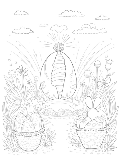 Pastel Egg Garden with Giant Carrot Throne