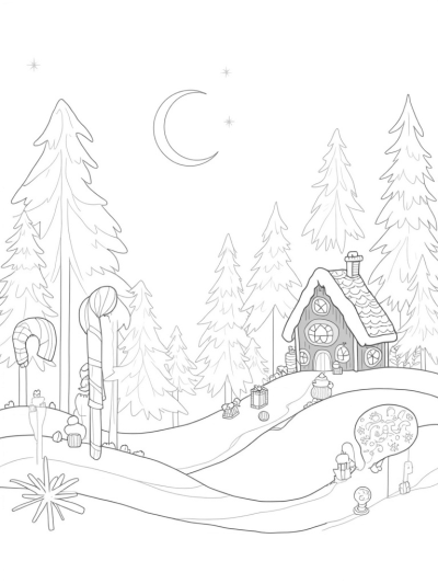 Candy Cane Forest with Gingerbread House