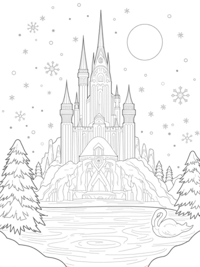 Majestic Ice Castle with Winter Animals