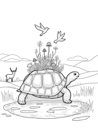 Tortoise with a Garden on Its Back