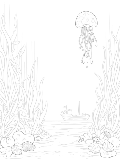 Underwater Garden with Jellyfish and Coral Towers