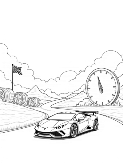 Sleek Lamborghini on a Vibrant Racetrack