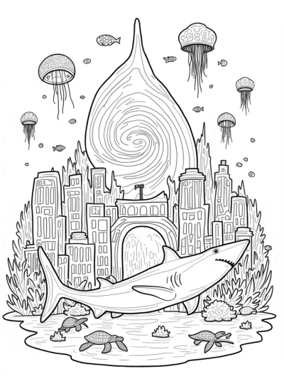 Underwater City of Coral Skyscrapers and Friendly Sharks