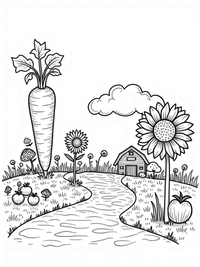 Oversized Vegetables and a Carrot House