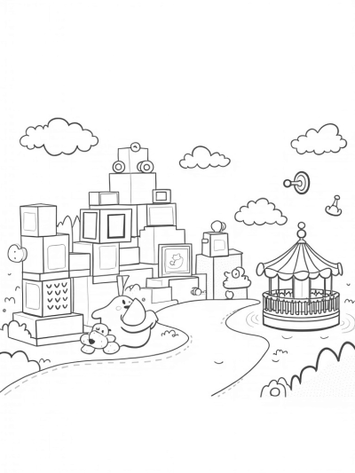 Dreamy Nursery with Giant Teddy Bear and Building Blocks