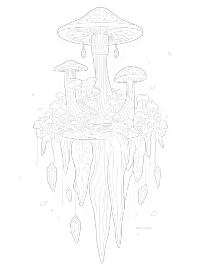 Floating Island with a Towering Mushroom