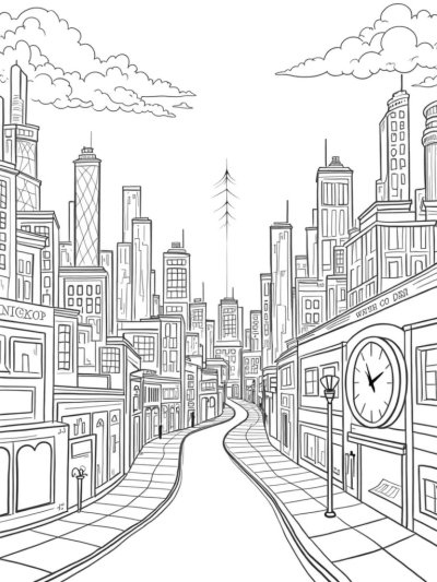 Twilight Urban Skyline with Giant Spiders