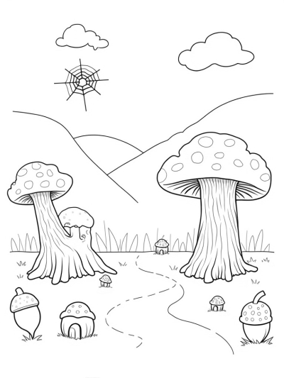 Oversized Mushrooms and a Friendly Tree Stump