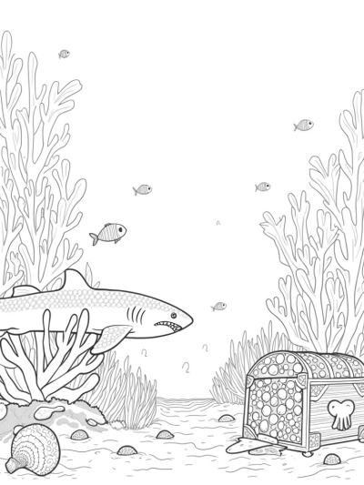 Underwater Garden with Musical Coral and a Colorful Shark