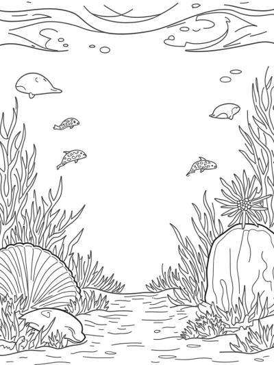 Underwater Garden with Dolphins and Seashells