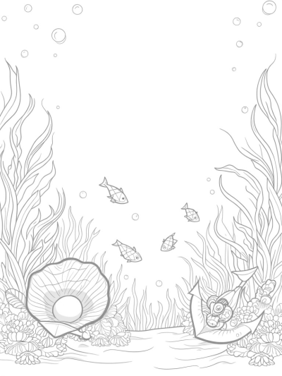 Underwater Garden with Giant Sea Plants and Glowing Pearl