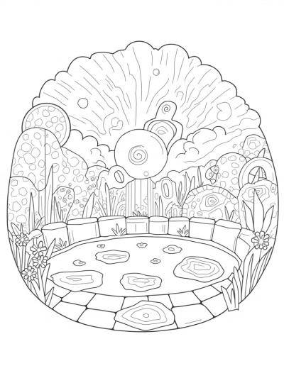 Oversized Circle Garden with Patterns