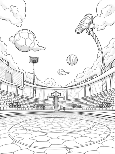 Floating Sports Balls and Candy Cane Goalposts